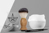 Front View Of Barbershop Items With Foam And Brush Psd