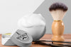 Front View Of Barbershop Products With Brush And Foam Psd