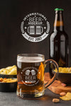 Front View Of Beer Pint And Bottle With Assortment Of Snacks Psd