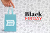 Front View Of Black Friday Concept Bag Mock-Up Psd