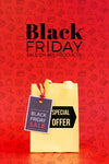 Front View Of Black Friday Concept On Red Background Psd