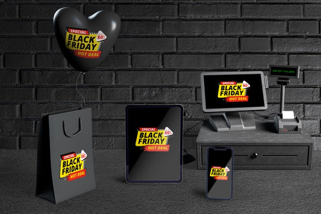 Front View Of Black Friday Scene Creator Psd