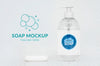 Front View Of Bottle Of Liquid Soap And Soap Bar Psd