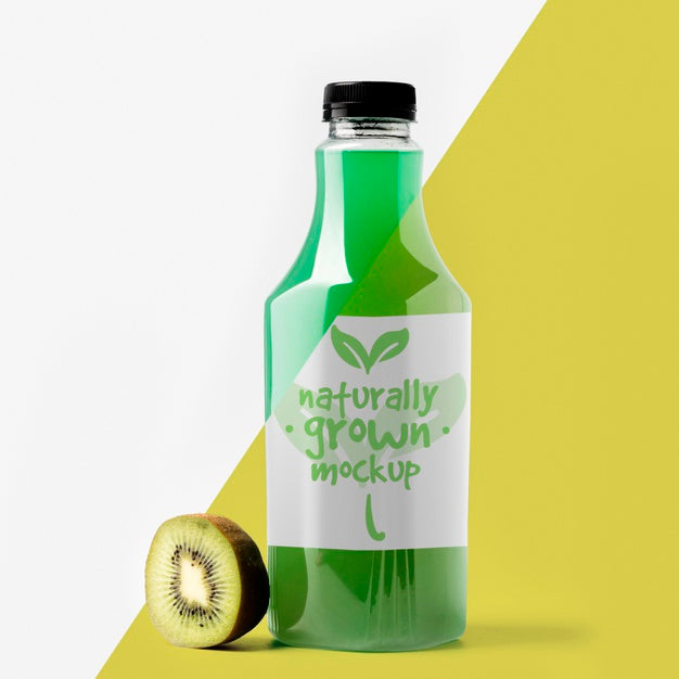 Front View Of Bottle With Kiwi Fruit Psd