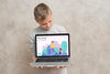 Front View Of Boy Holding Laptop Psd