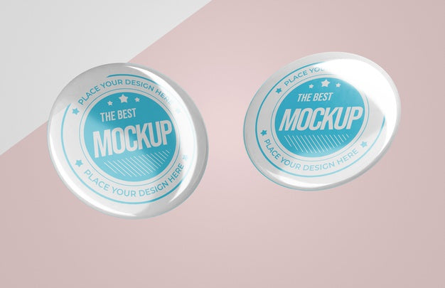 Front View Of Bunch Of Insignia Mock-Up Psd