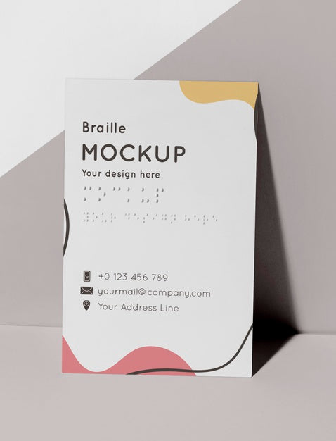 Front View Of Business Card With Embossed Braille Psd
