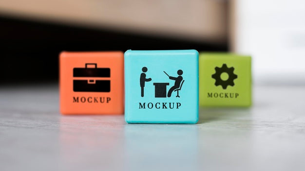 Front View Of Business Cubes Psd