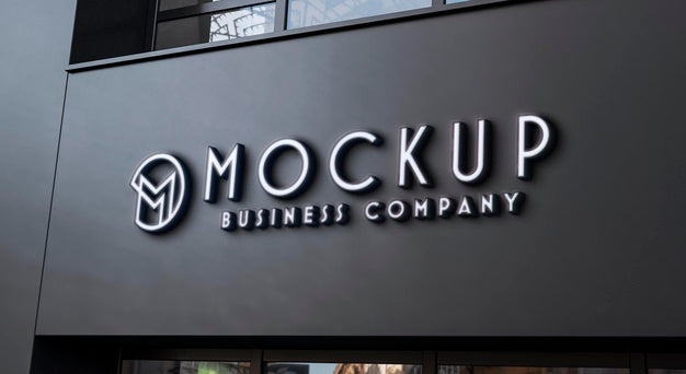 Front View Of Business Mockup Sign Design Psd
