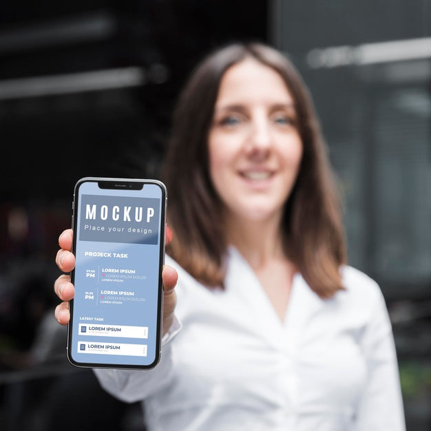 Front View Of Business Woman Concept Mock-Up Psd