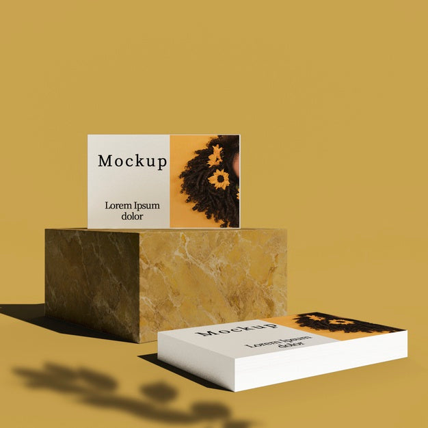 Front View Of Cards On Block With Shadow Psd