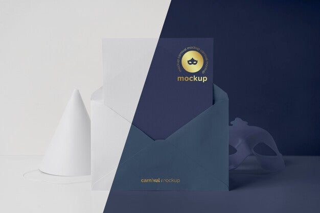 Front View Of Carnival Invitation With Cone And Envelope Psd