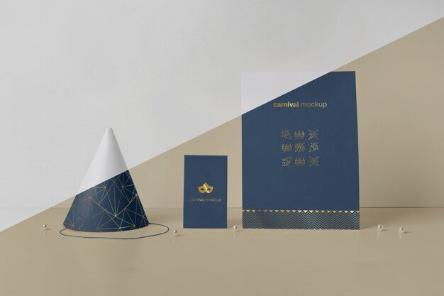 Front View Of Carnival Invitation With Cone Psd
