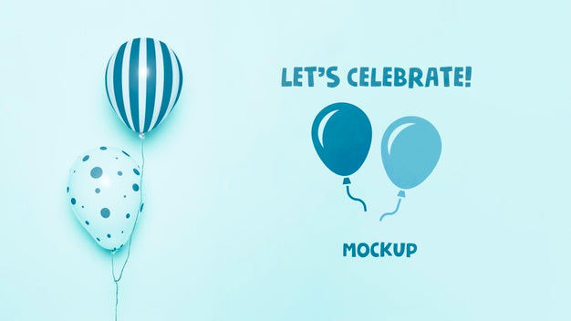 Front View Of Celebration Mock-Up Balloons Psd