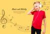 Front View Of Child Listening To Music On Headphones Psd