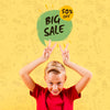 Front View Of Child Making Peace Signs With Big Sale Psd