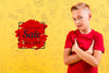 Front View Of Child Posing With Sale Psd