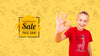 Front View Of Child Smiling And Giving Thumbs Up With Sale Psd