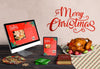Front View Of Christmas Scene Creator Psd