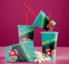 Front View Of Cinema Cups With Straws And Popcorn Psd