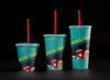 Front View Of Cinema Cups With Straws Psd