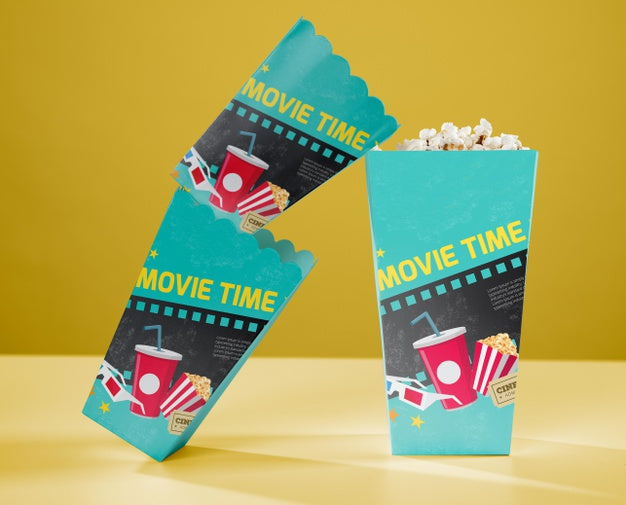 Front View Of Cinema Popcorn Cups Psd