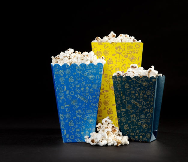Front View Of Cinema Popcorn Cups Psd