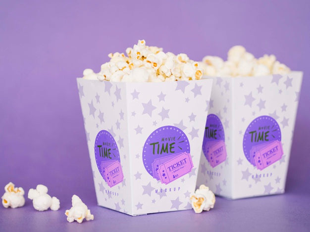 Front View Of Cinema Popcorn In Cups Psd