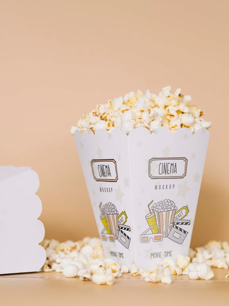 Front View Of Cinema Popcorn In Cups Psd