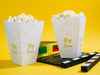 Front View Of Cinema Popcorn In Cups With Glasses And Clapperboard Psd