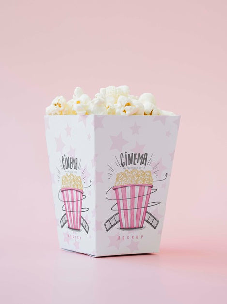 Front View Of Cinema Popcorn Psd