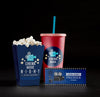 Front View Of Cinema Popcorn With Cup And Card Psd