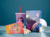 Front View Of Cinema Popcorn With Cup And Dvd Psd