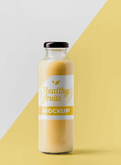 Front View Of Clear Juice Bottle Psd