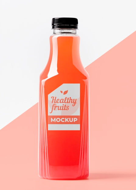 Front View Of Clear Juice Bottle Psd