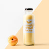 Front View Of Clear Juice Bottle With Peach And Cap Psd