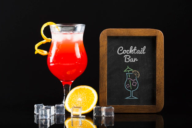Front View Of Cocktail Mock-Up Concept Psd