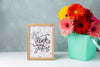 Front View Of Colorful Flowers With Frame Psd