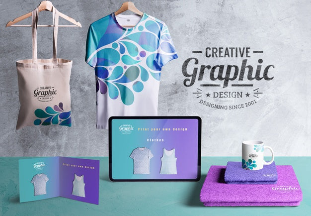 Front View Of Creative Graphic Designer Desk Psd