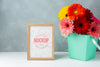 Front View Of Daisy Pot With Frame Mock-Up Psd