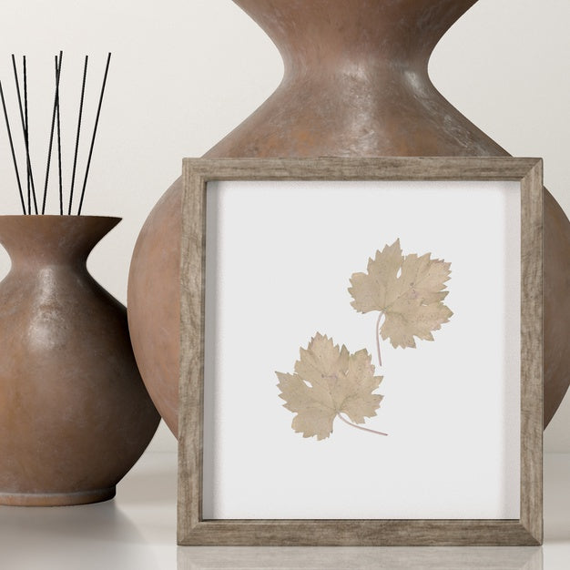 Front View Of Decorative Vases With Frame Psd
