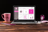Front View Of Desk Concept Mock-Up Psd
