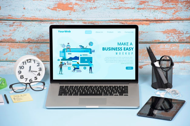 Front View Of Desk Concept Mock-Up Psd