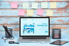 Front View Of Desk Concept Mock-Up Psd