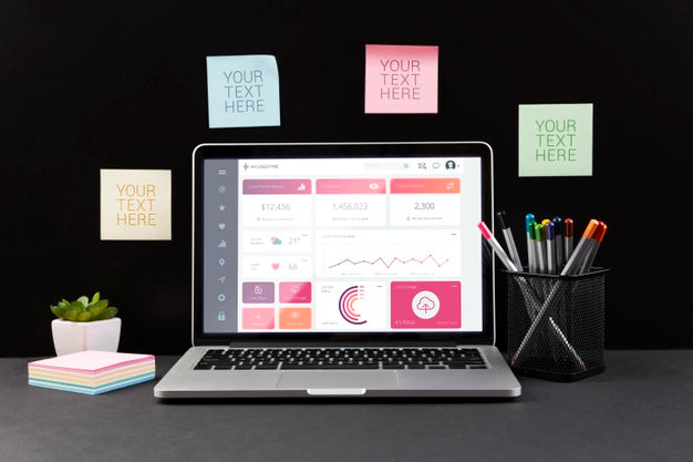 Front View Of Desk Concept Mock-Up Psd