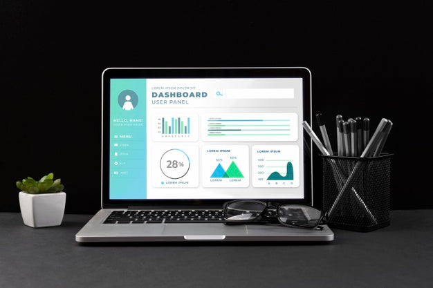 Front View Of Desk Concept Mock-Up Psd