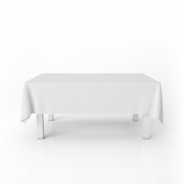 Front View Of Dining Table Mockup With A White Cloth Psd