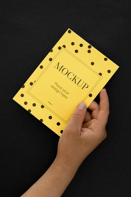 Front View Of Elegant Birthday Card Held By Hand Psd