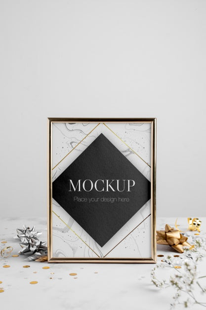 Front View Of Elegant Birthday Frame Psd