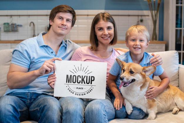 Front View Of Family Concept Mock-Up Psd